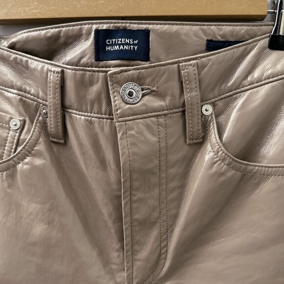 Citizens Of Humanity Isola Cropped Boot‎ Recycled Leather Pants Cashew Patent 24 - Picture 8 of 16
